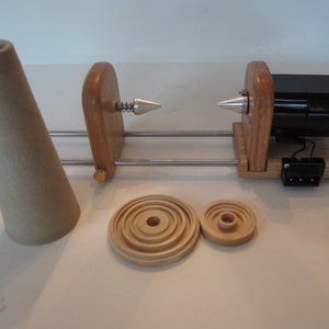 Bobbin Winder Double Ended Electric, Yarn Holder, Cone Winder  use with cones, bobbins, weaving loom and boat shuttle Sock machine