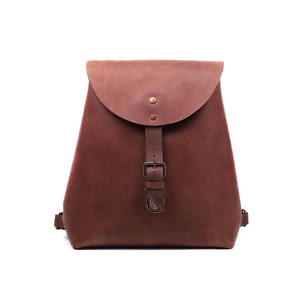 Women's Brown Leather Backpack Purse image 1