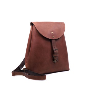 Women's Brown Leather Backpack Purse image 2