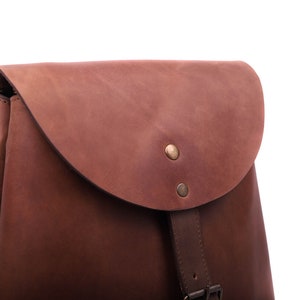 Women's Brown Leather Backpack Purse image 4