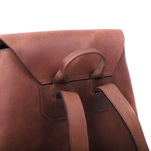 Women's Brown Leather Backpack Purse image 6