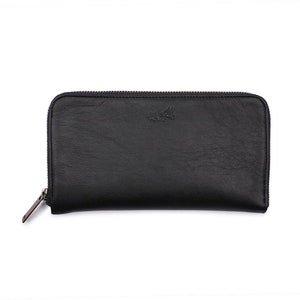 Clutch mit Reißverschluss (schwarzes Kalbsleder)