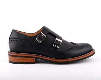 Women's Brogue Monkstrap (Black)