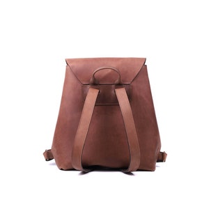 Women's Brown Leather Backpack Purse image 5