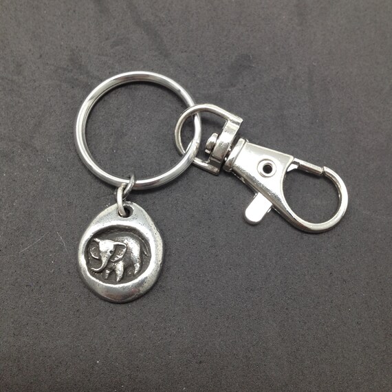Elephant Keychain With Swivel Clip Happy Memories Pewter Etsy