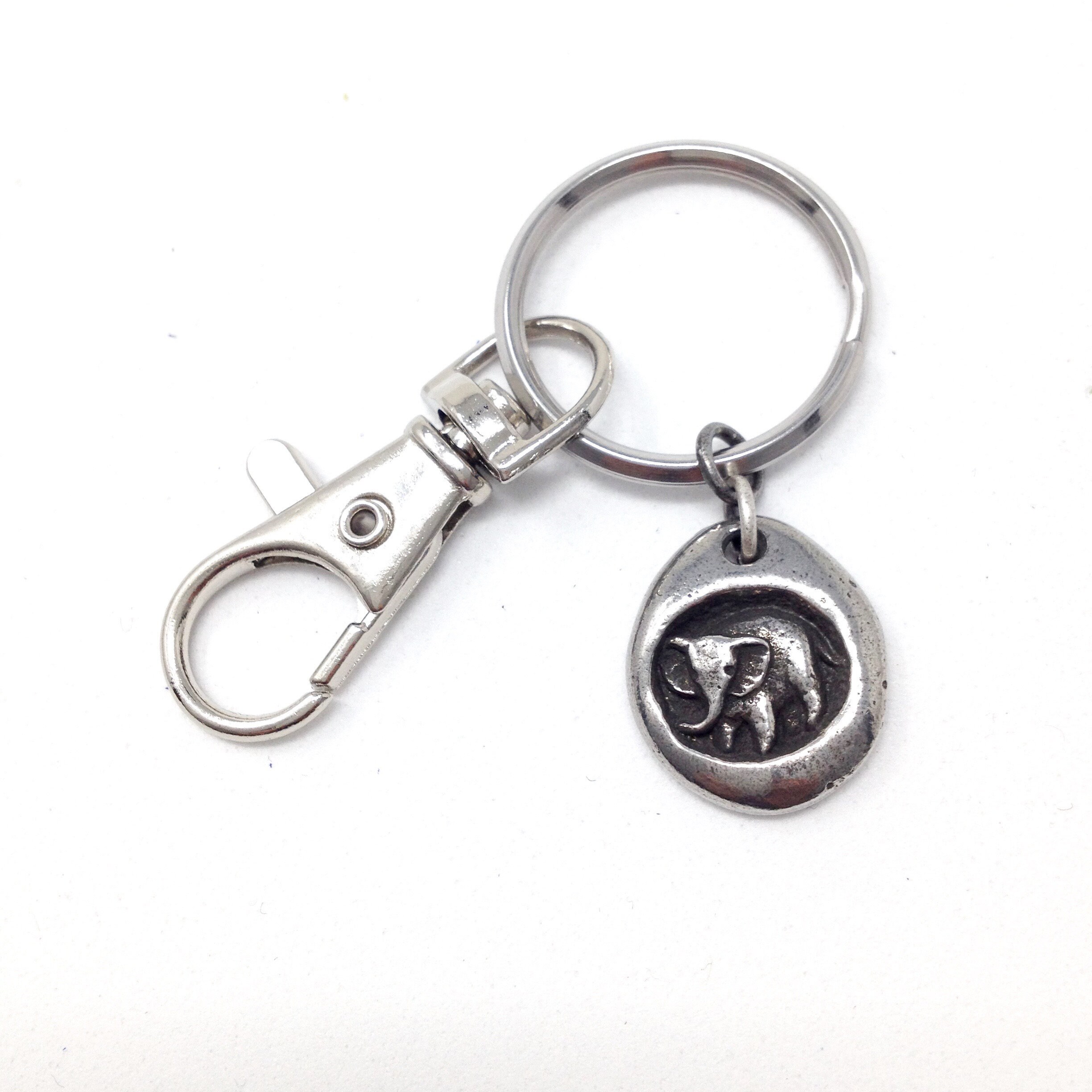 Elephant keychain with swivel clip Happy Memories pewter Etsy