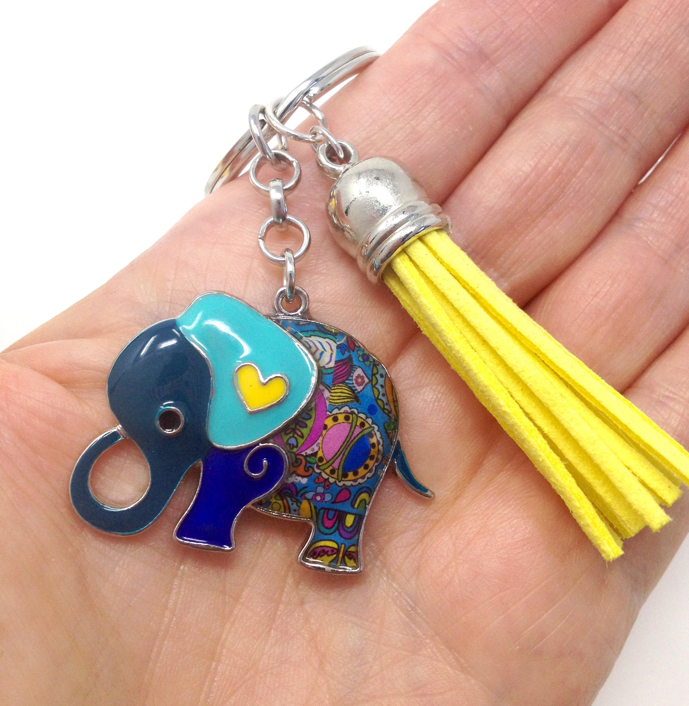 Mignon Animianl Porte-clés pour femmes Bling Elephant Key Ring