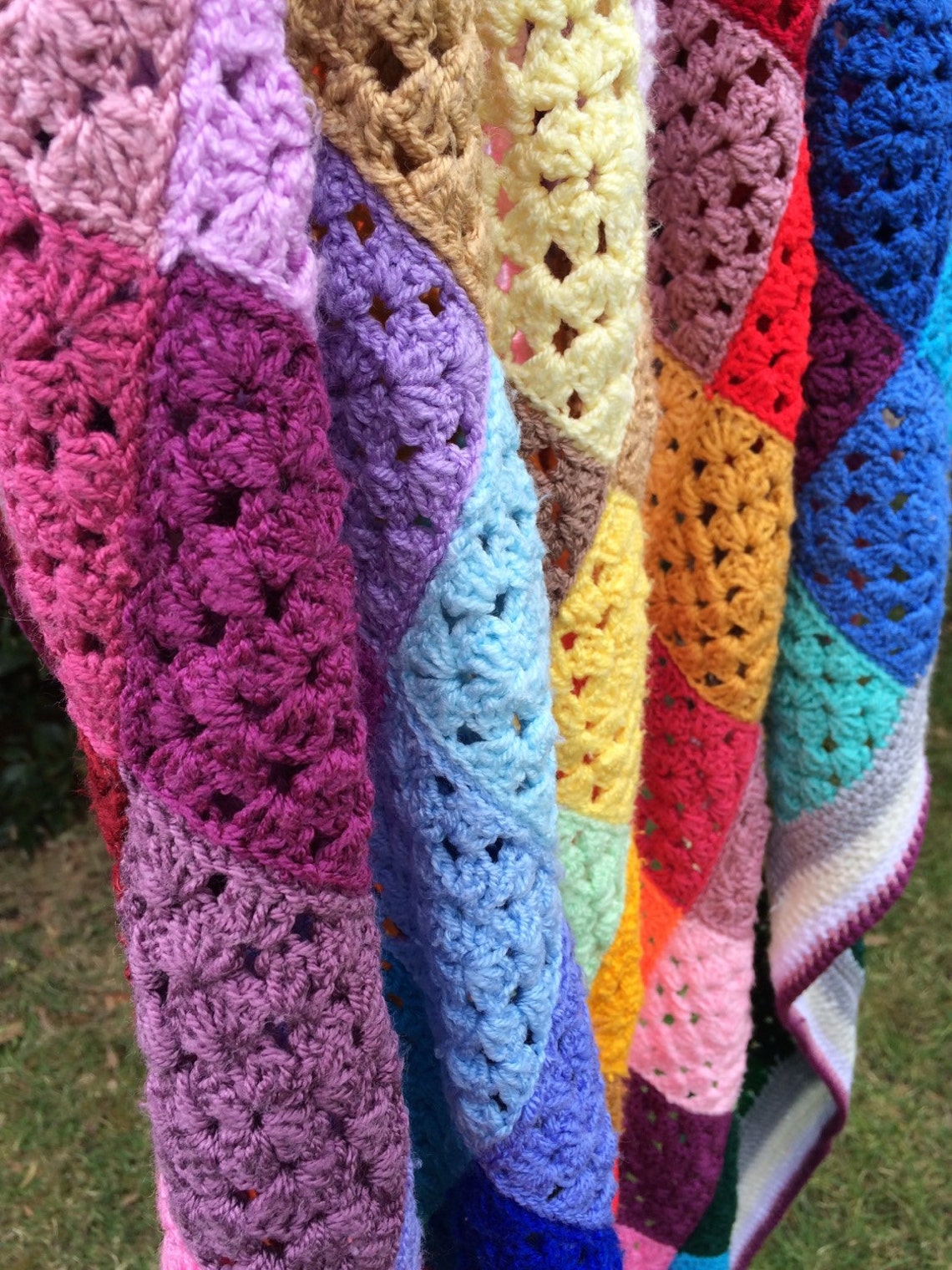 Multicoloured Crochet Throw Blanket Etsy UK