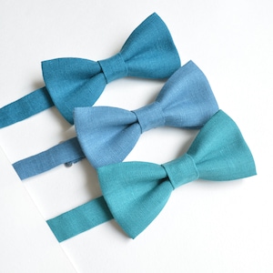 Aqua Blau Leinen Fliege - Groomsmen Blaue Fliege - Strand Hochzeit Krawatten