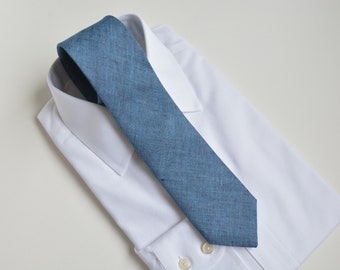 Cravates de mariage pour homme en lin bleu mélangé - Été, Accessoires pour mariés à la plage