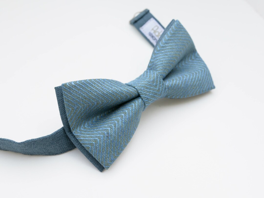 Dusty Blue Linen Bow Tie Beach Wedding Bow Ties Dusk Blue - Etsy