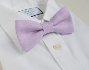 Iris, Lavender, Pale Lavender Linen Men Bow ties for Wedding - Groom, Groomsmen Bowties