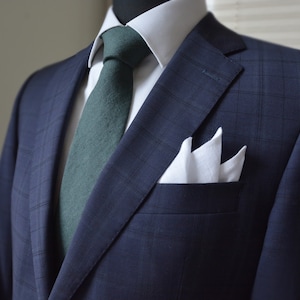 Hunter Green Necktie - Solid Deep Dark Green Matt Linen Tie - Wedding Neckties for men