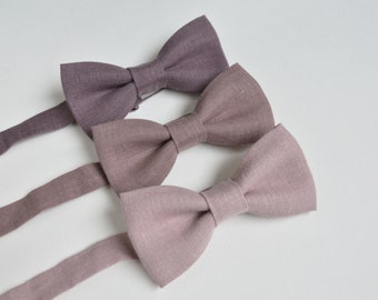 Neutral Rosy Brown Mink Mauve Linen Groomsmen Bow Ties - Mix and match brown bowties
