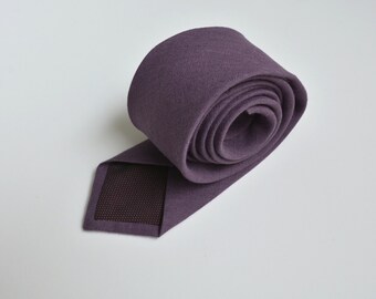 Purple Neckties, Bowties  for men - Linen Grooms, Groomsmen Custom Handmade Neckties