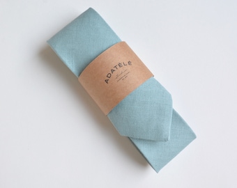 Light Sage, Mint Linen Necktie, Pocket Square, Bowtie - Pastel Green, Dusty Shale Green Linen Wedding Groomsmen Neckties