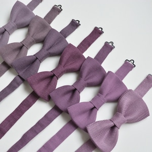 Purple, Lavender, Mauve, Aubergine, Wisteria Bow tie for wedding - Various Shades Purple Linen men, boys, groomsmen bow ties