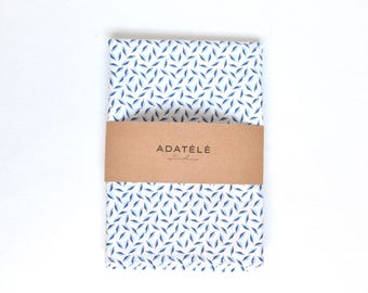 Cotton Patterned White Blue Handkerchief, Pocket Square for Men
