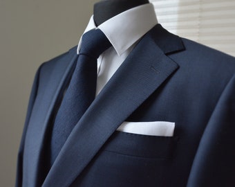 Corbata de lino azul marino - Corbatas de boda azul oscuro sólido - Corbata de novio - pajarita azul marino - Corbata formal