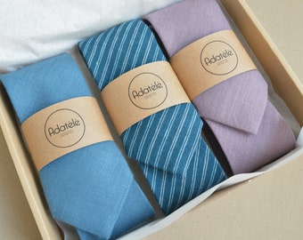 Cravates en lin de différentes couleurs - Mariés, cravates pour garçons d'honneur, pochettes de costume