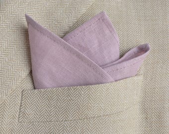 Pale Mauve Lightweight Linen Pocket Square - Wedding Handkerchief - Formal men's wear accessories
