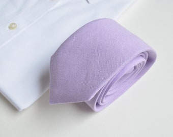 Iris, Lilac Linen Necktie, Bowtie - Purple Wedding Ties - Grooms Necktie