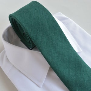 Juniper Green Linen Neckties and pocket squares - Emerald, Forest Green Best men, boys wedding neckties - Garden wedding