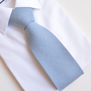Blue Linen Neckties for men, teens - Groomsmen Wedding Neckties