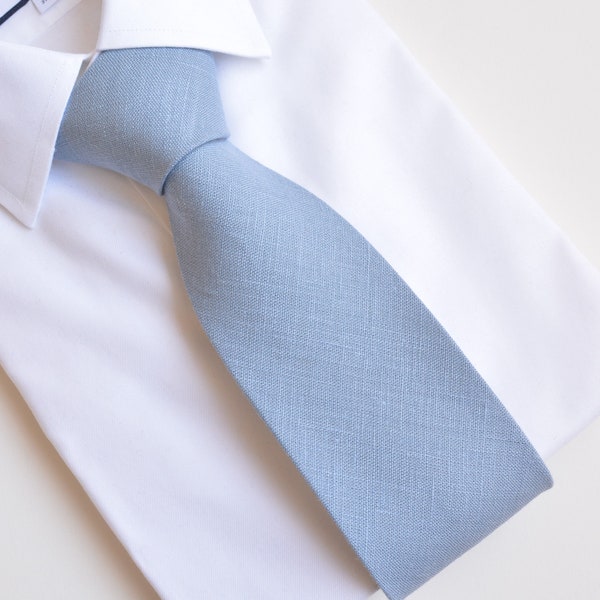 Cravatte di lino blu per uomini e ragazzi - Cravatte da matrimonio per testimoni dello sposo
