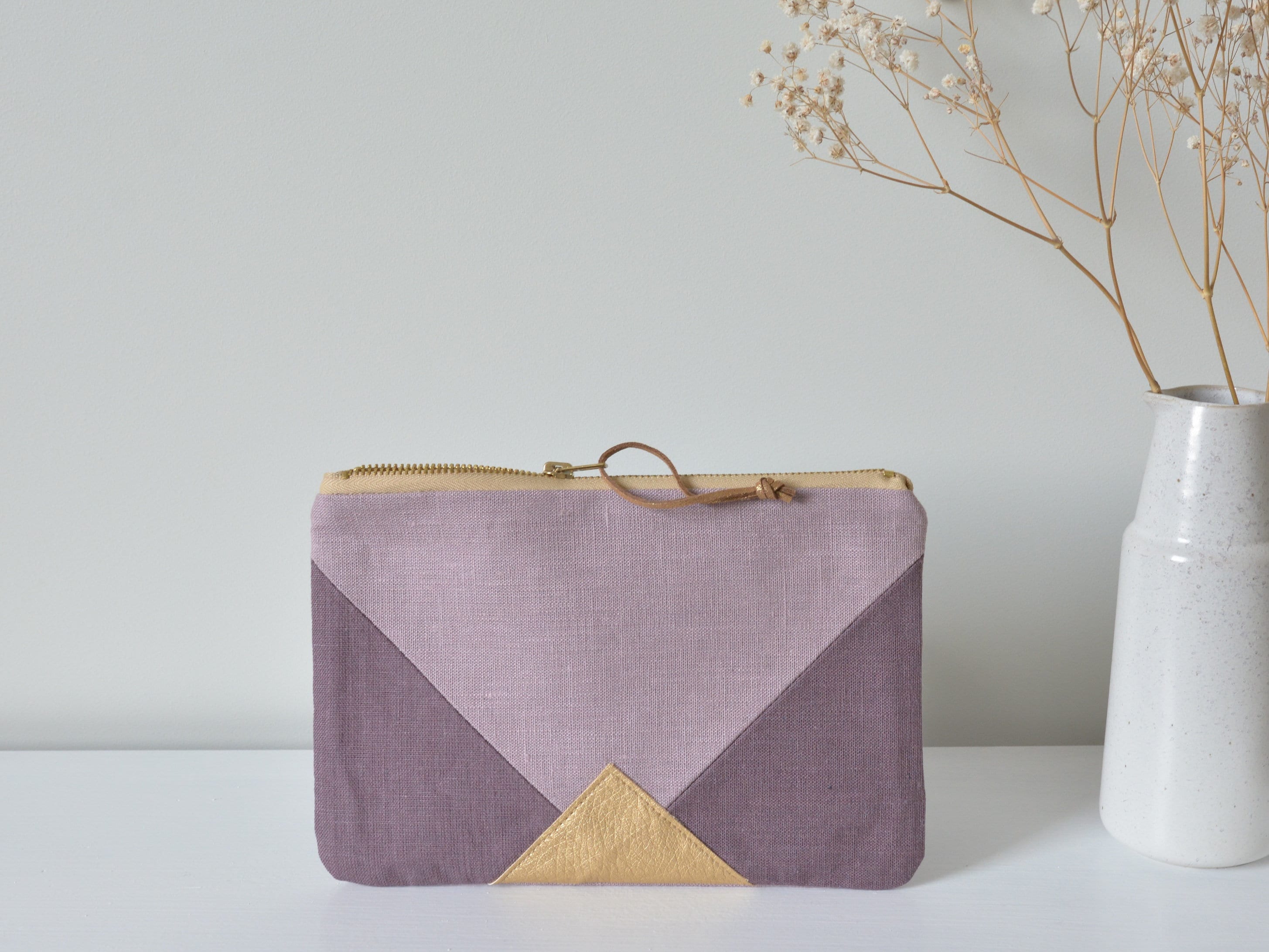 Off-White Block Pouch Quote Clutch Bag - Purple