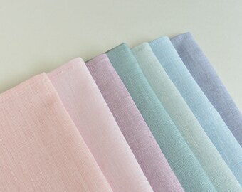 Pastel Linen Pocket Square - Peach, White, Lavender, Dusty Shale, Pale Pink, Light Green, Blush - Wedding Handkerchiefs