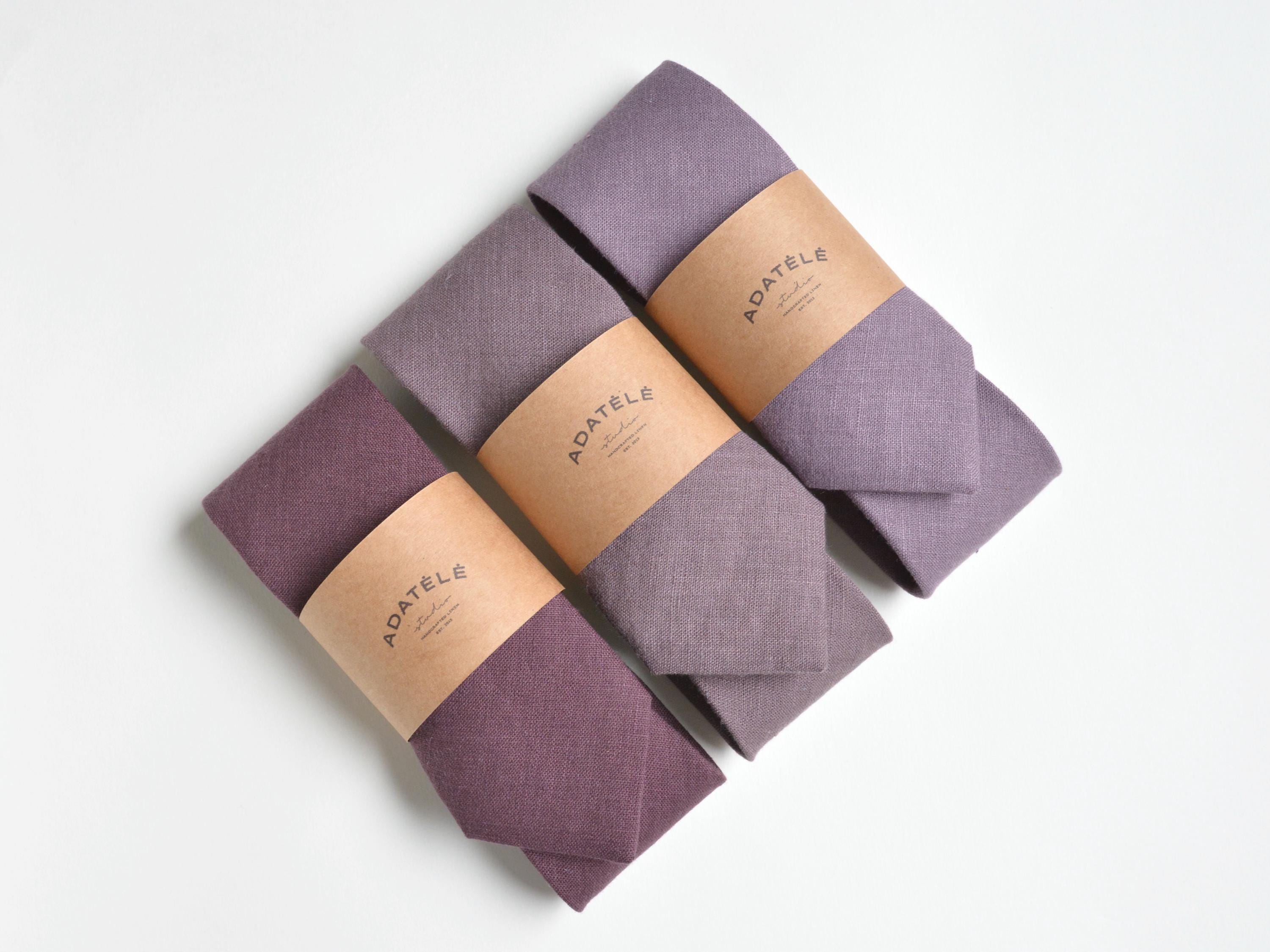 Dusty Lilac Linen Neckties, Bowties - Purple, Lavender Haze Necktie - Mismatched Mauve Neckties - Wedding Ties - Groomsmen Neckties