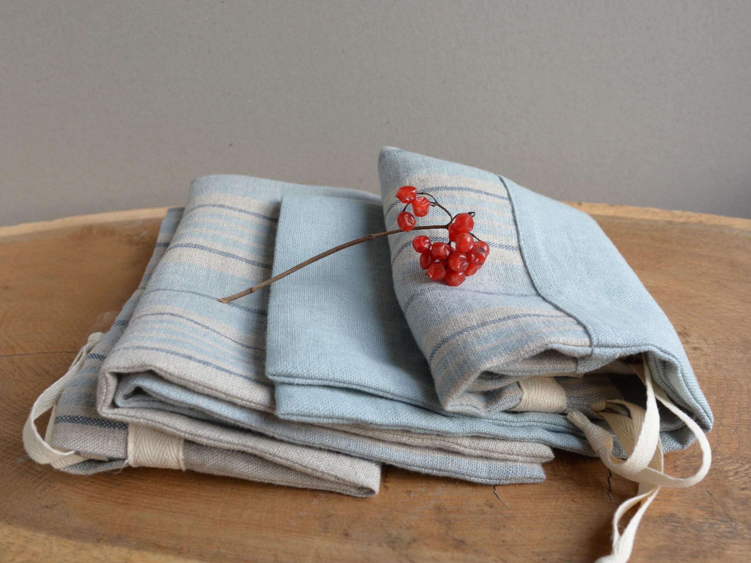 Linen clothing bag Personalised gift for women Blue grey Etsy