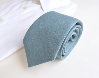 Blue Linen Neckties for men, teens - Groomsmen Wedding Neckties