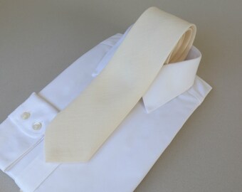 Champagne, Cream white Linen Necktie - Dapper Groom's Necktie - Matt Ivory Wedding necktie