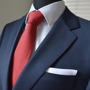 Rode linnen stropdas - effen, matte rode stropdas - zakelijke herenkleding