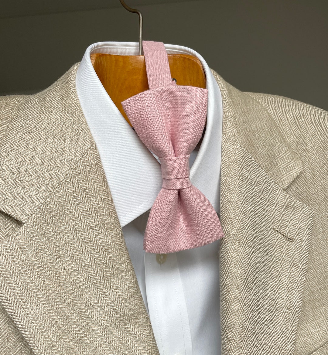 Buy Blush Pink Wedding Bow Ties, Pocket Squares Light Pink Linen Groom,  Groomsmen Bow Ties Online in India