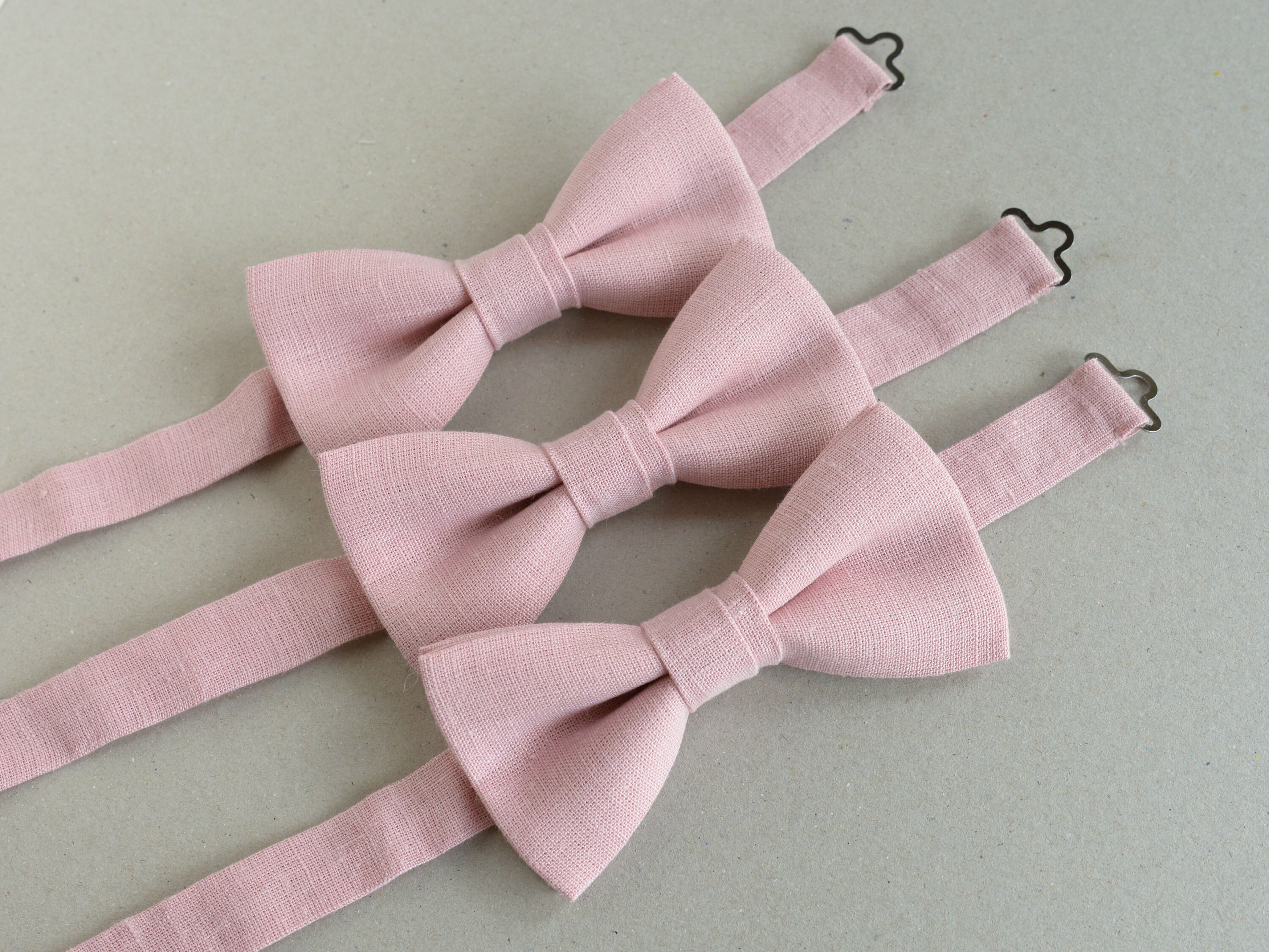 Blush Pink wedding bow ties pocket squares Light pink linen Etsy