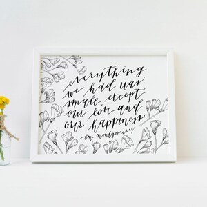 Love and Happiness LM Montgomery Zitat Sweet Pea Minimalist Art Print | Digitaler Download