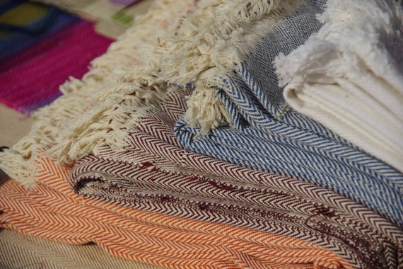 Hand Woven Cotton Blanket Cotton Blanket Throw Khesh Etsy