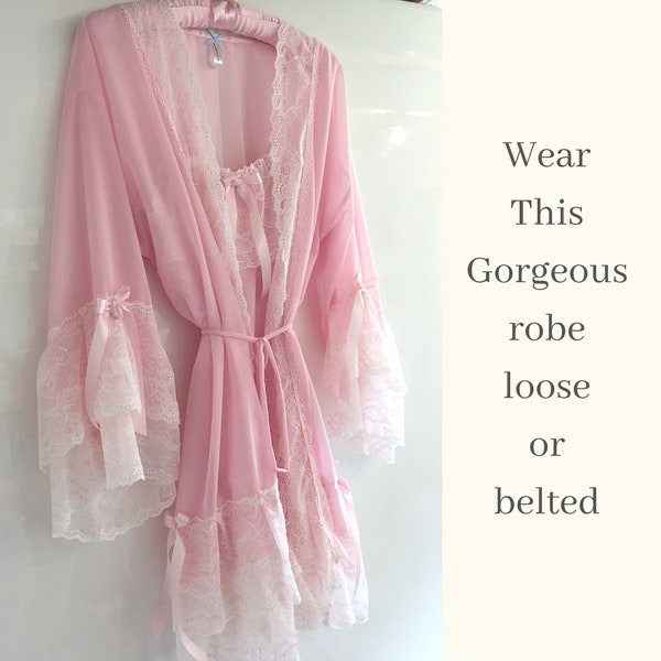 Gorgeous Negligee Set! Feminine Negligee Set - Sheer Nightgown - Frilly Sleeves - bridal Gown - Brides - honeymoon lingerie - Anniversary -