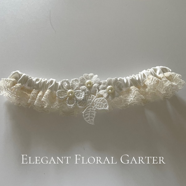 Just so Dainty! Elegant Floral Garter - Heirloom Wedding Garter - Boho Flowers Garter - Vintage garter - Shower Gift - Gift for Bride