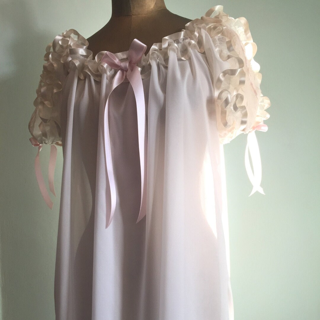 1950's Style Nightdress Semi Sheer Nightgown Chiffon - Etsy
