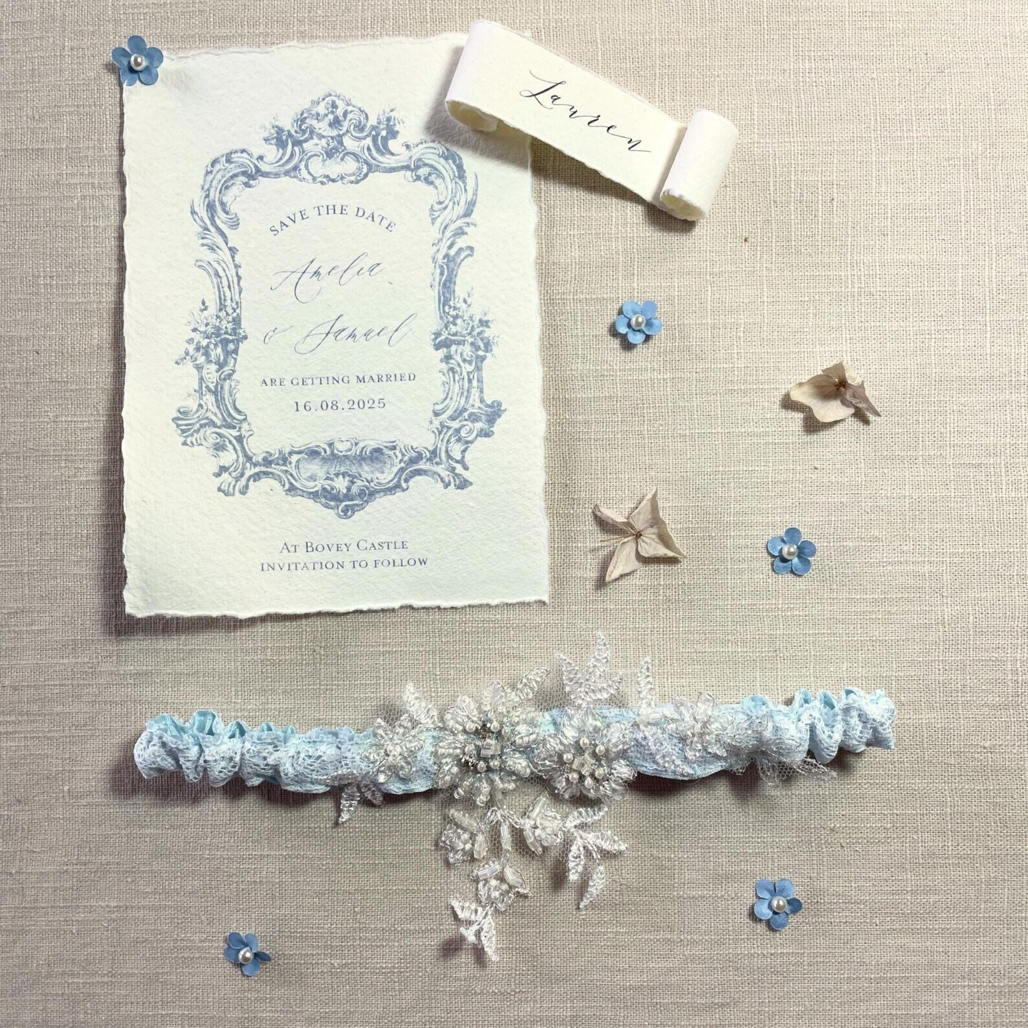 A Delicate Pure Silk Something Blue - Wedding Garter - A Gorgeous…