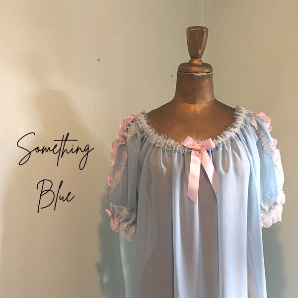 1950's Style Chiffon Blouse - Nightdress - Semi Sheer Nightgown - Valentines Gift - bridal Gown - trousseau - lingerie - honeymoon lingerie