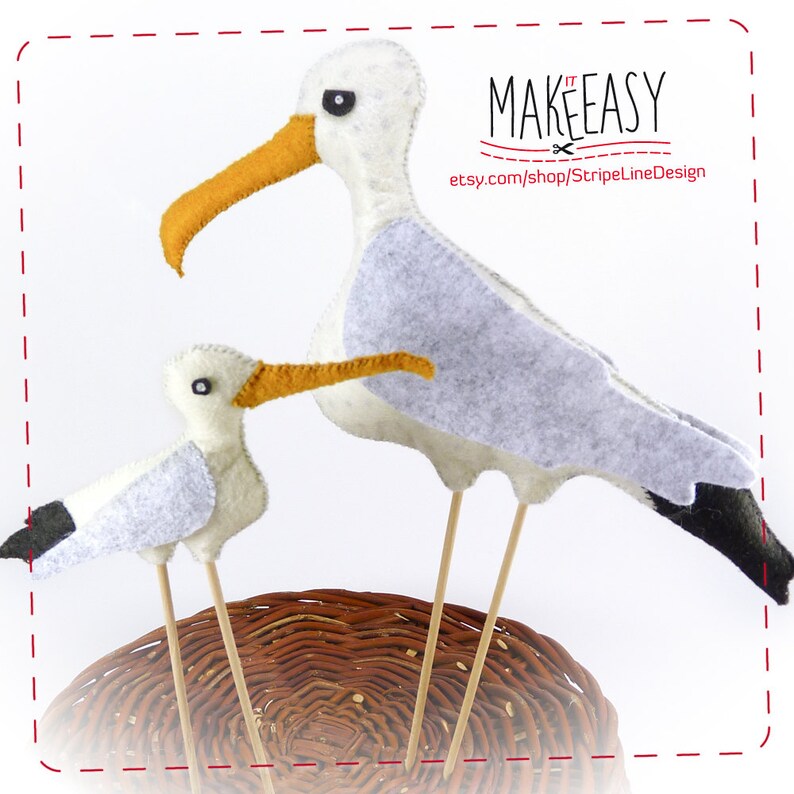 Felt plush stuffed Seagulls Felt pattern and Tutorial DIY | Etsy