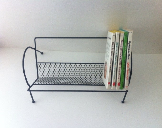 Black Metal Book Rack Vintage Perforated Metal Book Stand Book Etsy