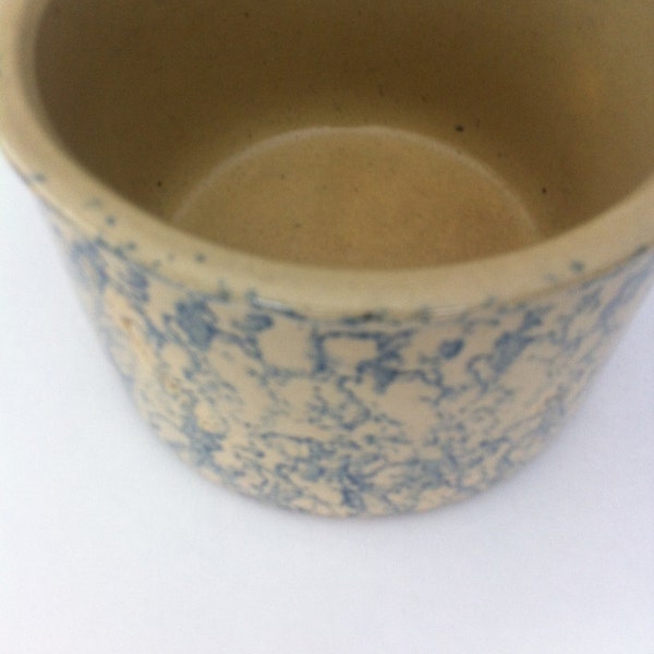 RRP Co Roseville  Crock Blue Spongeware Vintage Small Crock