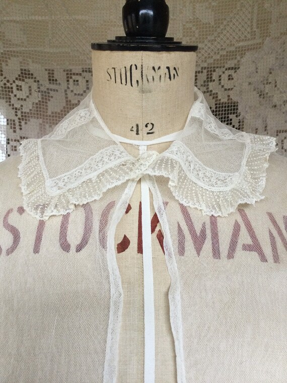Antique Tulle Blouse, Lace Collar, Faux Blouse, 19
