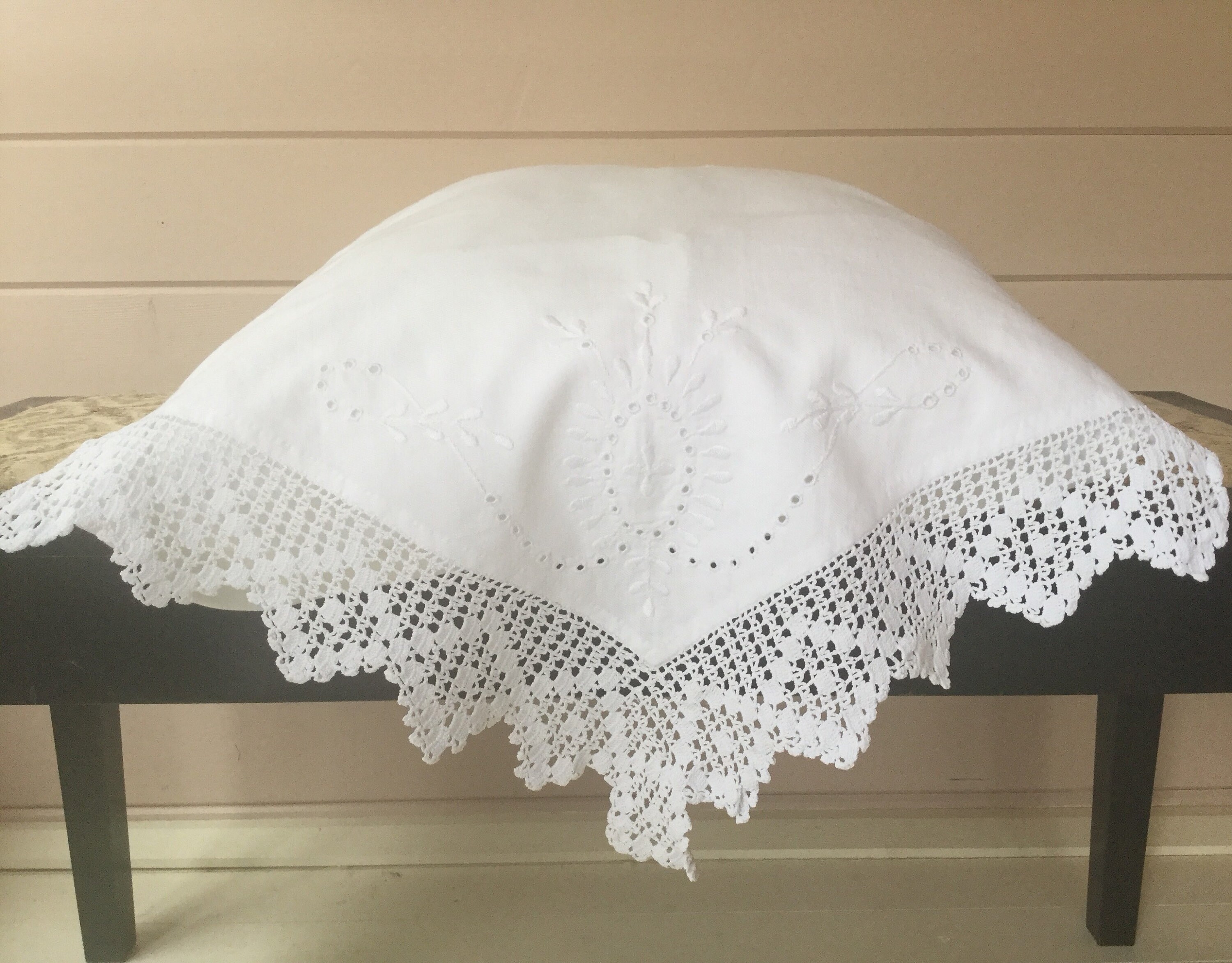 Antique Embroidered Pillowcase Lace Pillowcase White Work Etsy